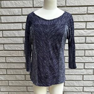 LOFT Two Tone Blue Long Sleeve Knit Top Sz S